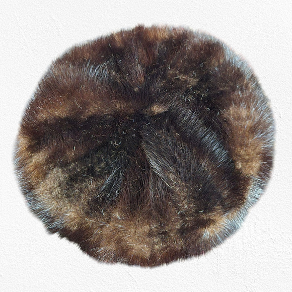 50s Vintage Brown Mink Fur Pillbox Hat Mid-Century Satin Lined Formal Winter Hat - Picture 2 of 6